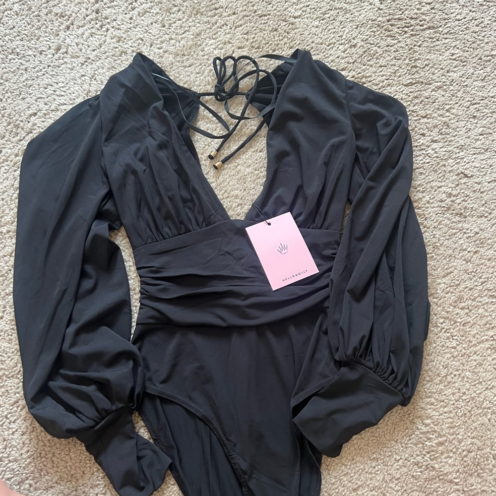 Hello Molly Elegant Black Long Sleeve Bodysuit